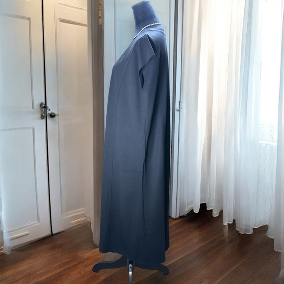 J. Jill Lg Wearever Black Double-Face Jersey Elliptical A-Line Dress Cap Sleeve - Picture 2 of 9